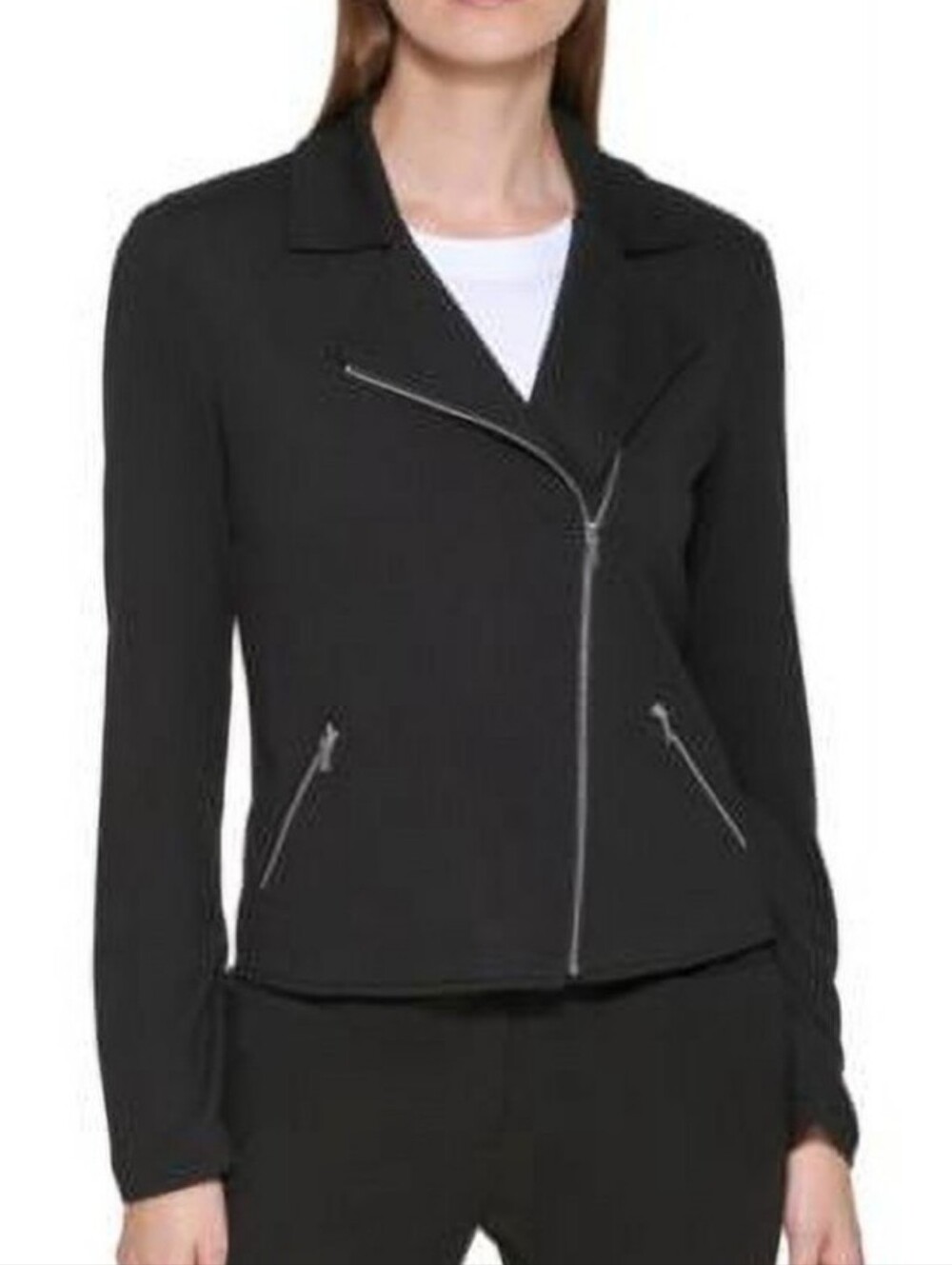 Calvin Klein Black Crop Zip Up Blazer Jacket